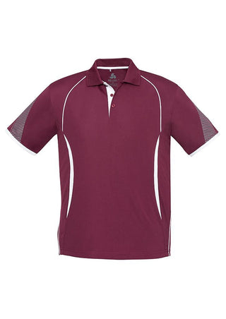 Biz Collection Mens Razor Polo P405MS - Maroon/White