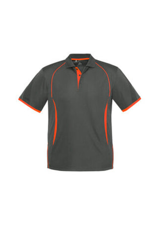 Biz Collection Mens Razor Polo P405MS - Grey/Fluoro Orange