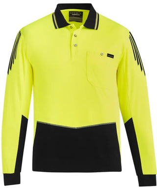 Mens Hi Vis Flux Long Sleeve Polo