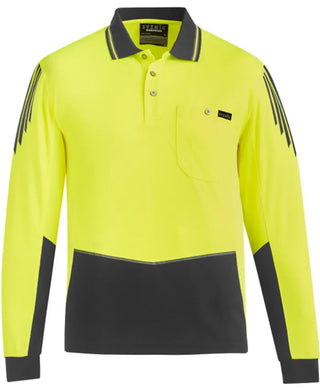 Mens Hi Vis Flux Long Sleeve Polo