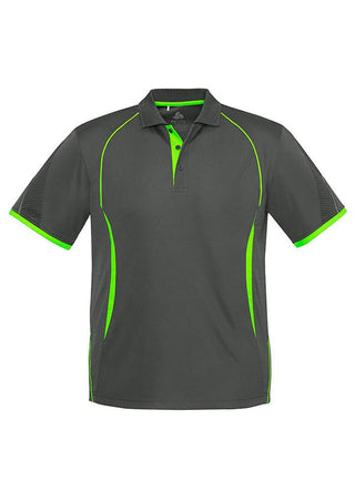 Biz Collection Mens Razor Polo P405MS - Grey/Fluoro Lime